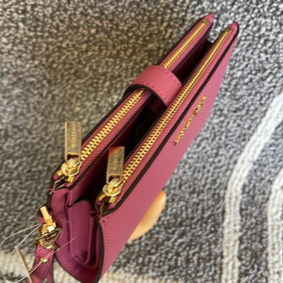 Michael Kors Jet Set Travel Large Double Zip Wristlet Wallet Rosewood Leather - Picture 6 of 16